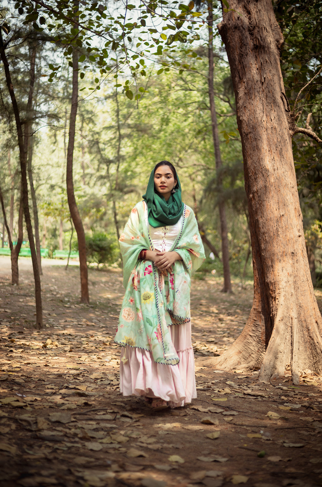 Sage green plain shawl