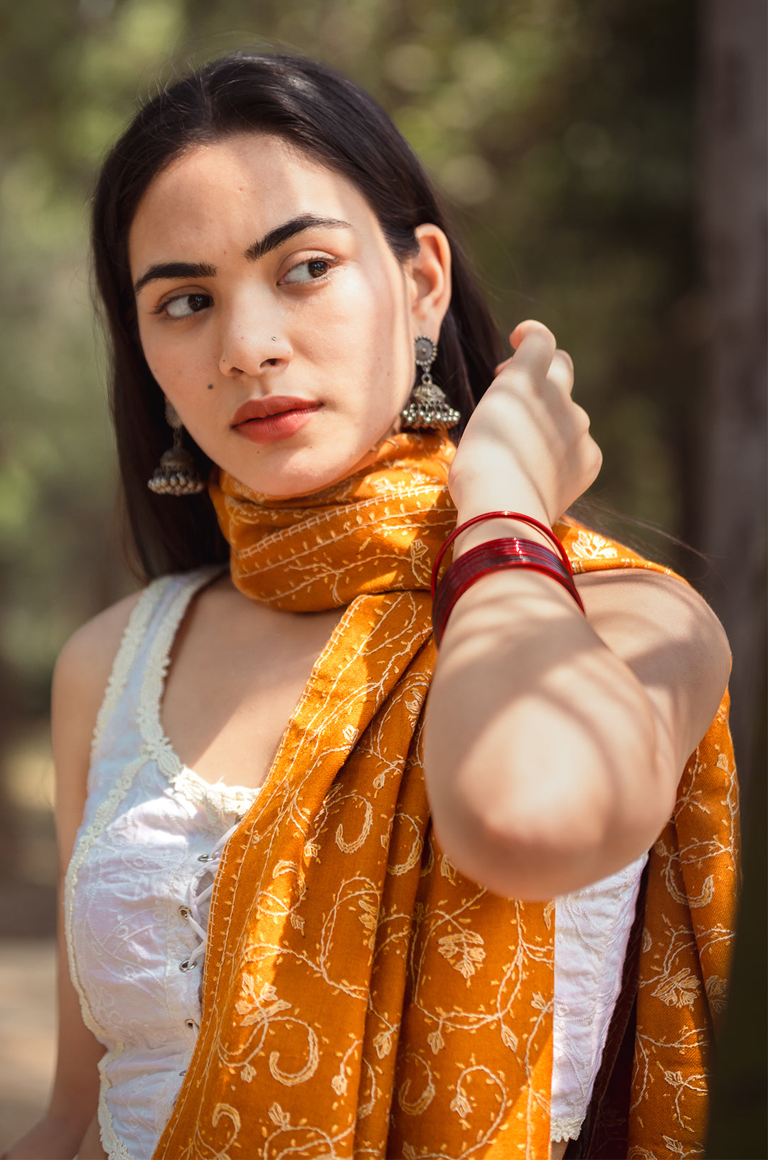 Orange full jaal stole