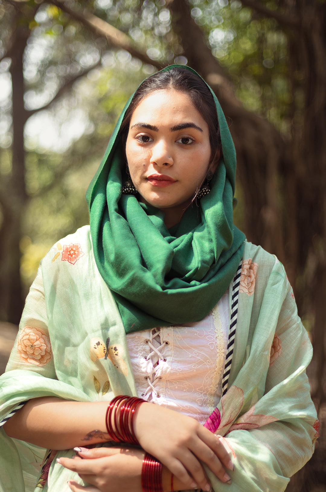 Sage green plain shawl