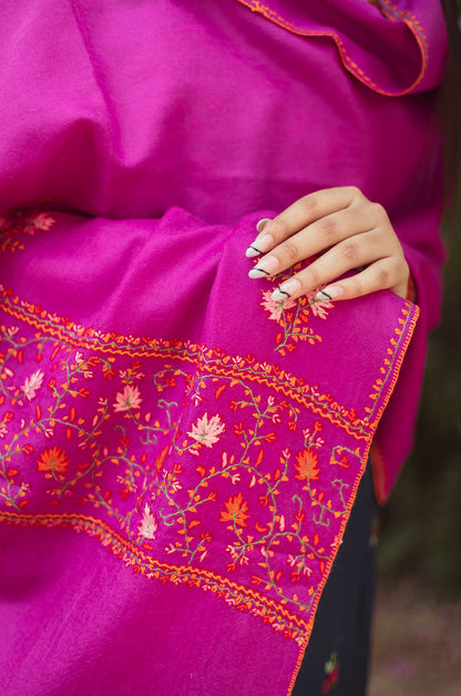 Magenta Stole with Palla work and 3 motifs