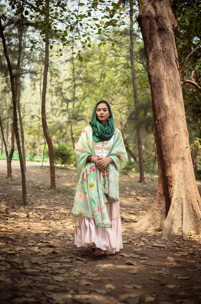 Sage green plain shawl