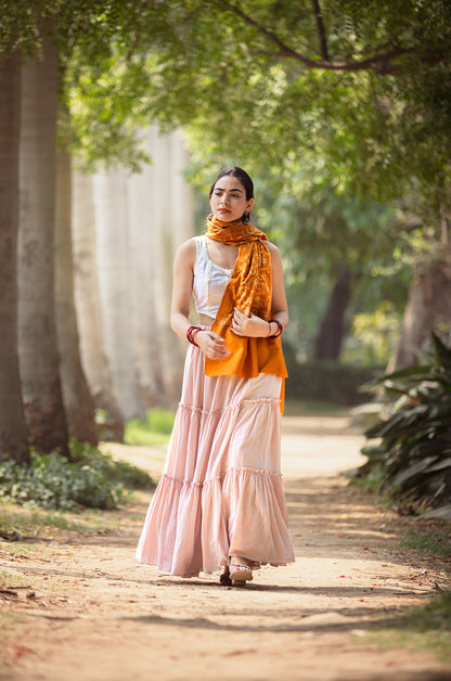 Orange full jaal stole