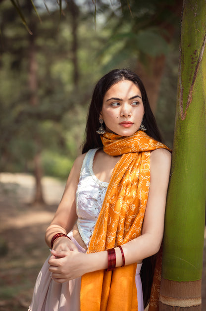 Orange full jaal stole
