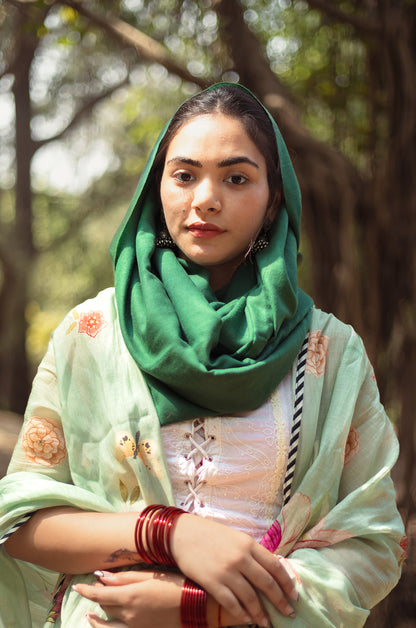 Sage green plain shawl